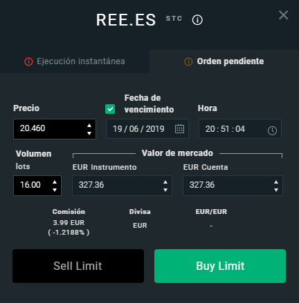 orden compra inversion