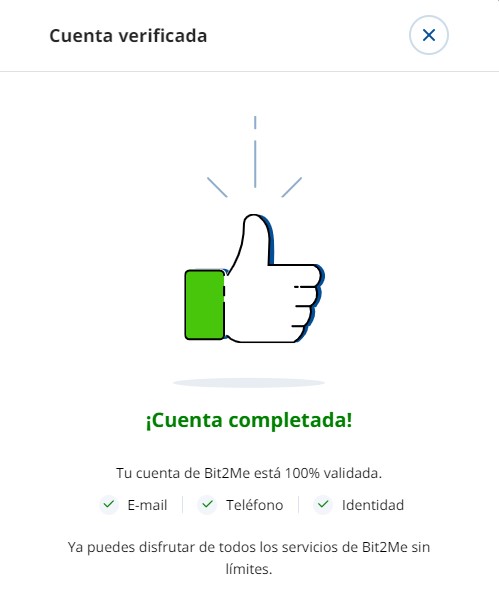 Cuenta cerificada bit2me