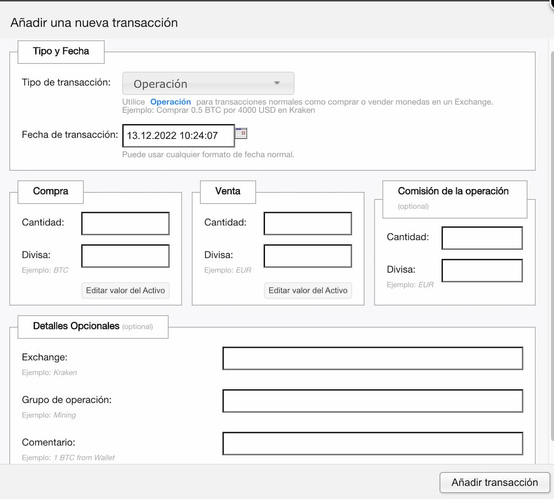 importacion manual cointracking