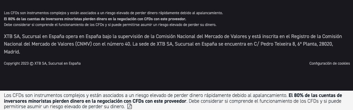 advertencia xtb