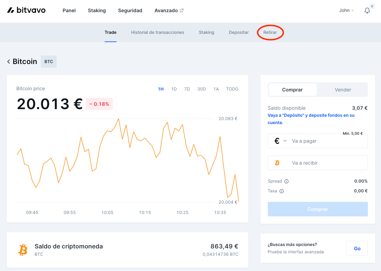 retirar criptomonedas bitvavo