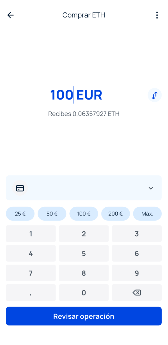 Introducir importe en Bit2Me