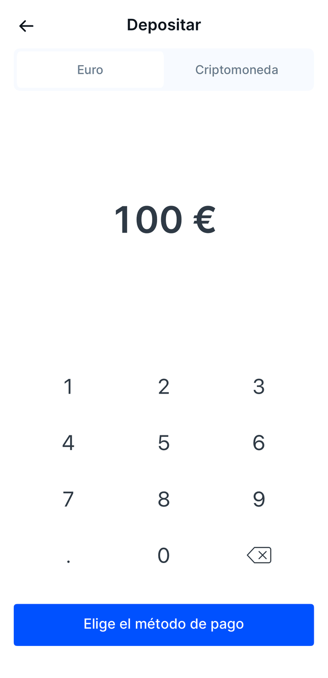 Introducir importe en Bitvavo