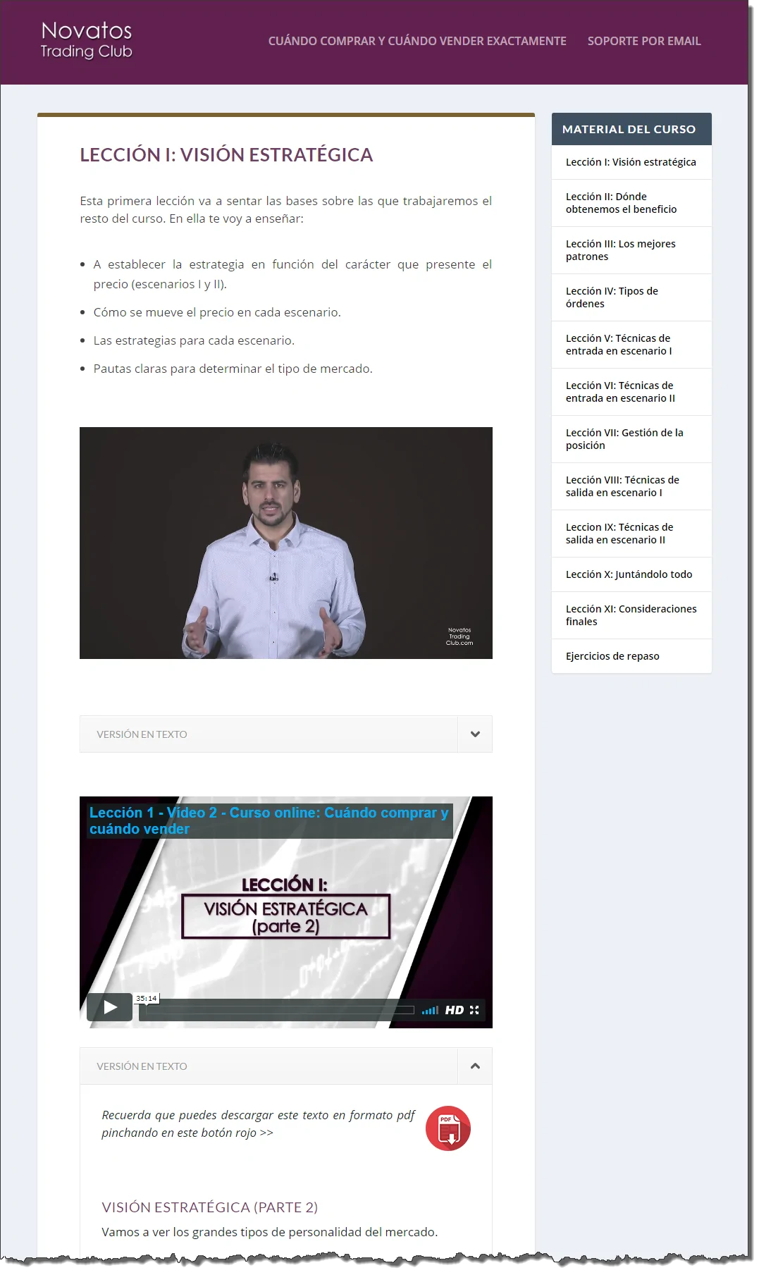 Captura de pantalla de la primera lección Captura de pantalla de la primera lección