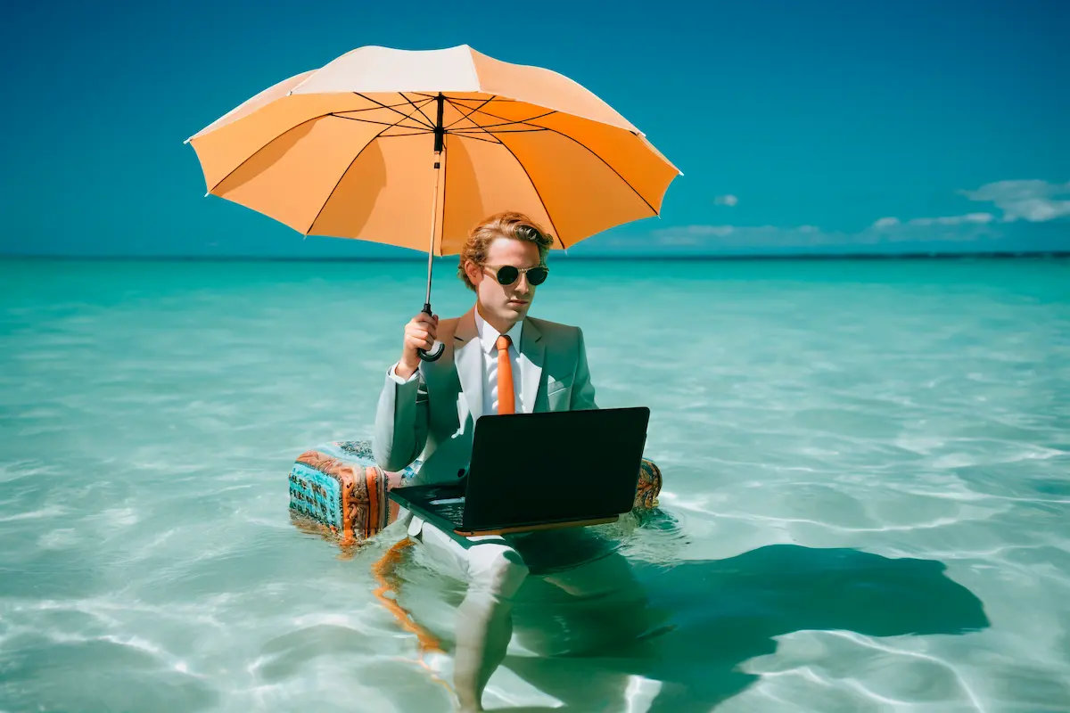 guru del trading operando desde la playa